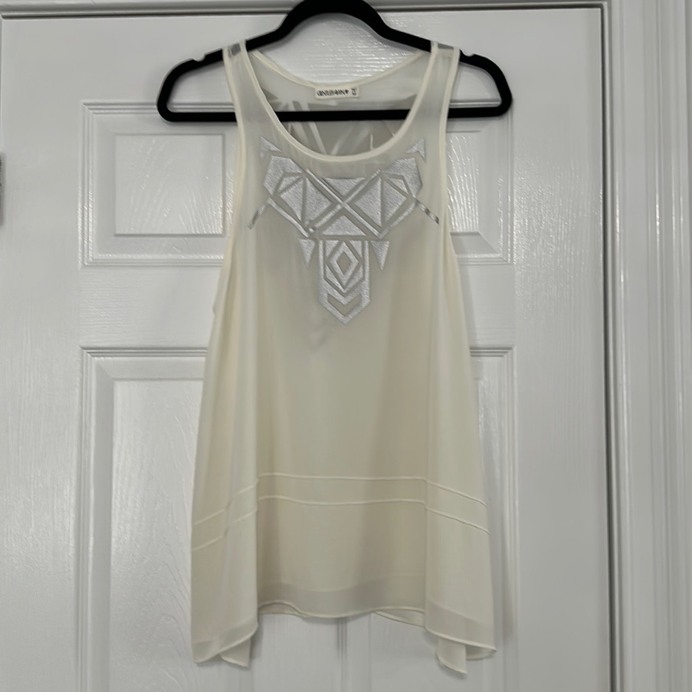 Gentle Fawn | Off- White and Silver Tank Blouse